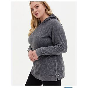 Lt Weight French Terry Button Side Tunic Hoodie sz2 plus